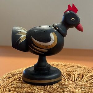 Vintage MCM Wood Chicken Toothpick Holder Woodpecker Woodware Japan